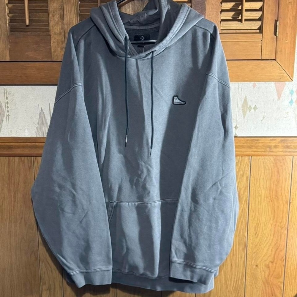 NWT Grey Converse Chuck Taylor hoodie with embroidered logo Size 2XL